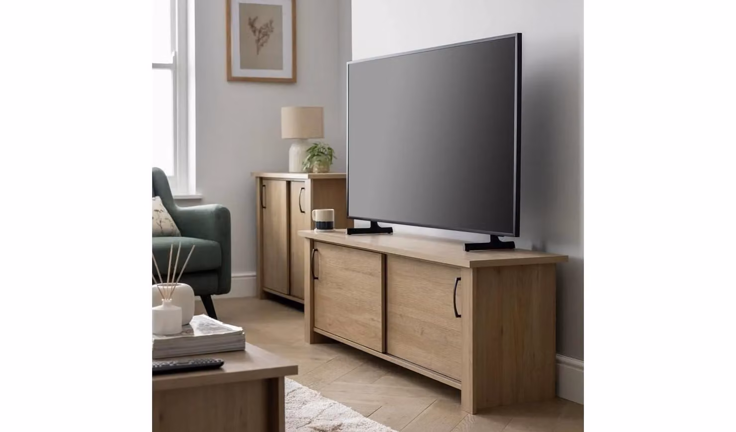 Oakham 2 Door TV Unit in Natural Oak Finish for your Living Room