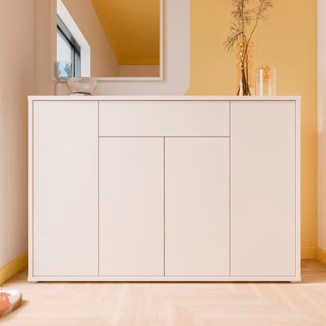 Furniture To Go Alice Springs Sideboard in Sand with 4 Push-Open Doors and 1 Centralised Push-Open Drawer