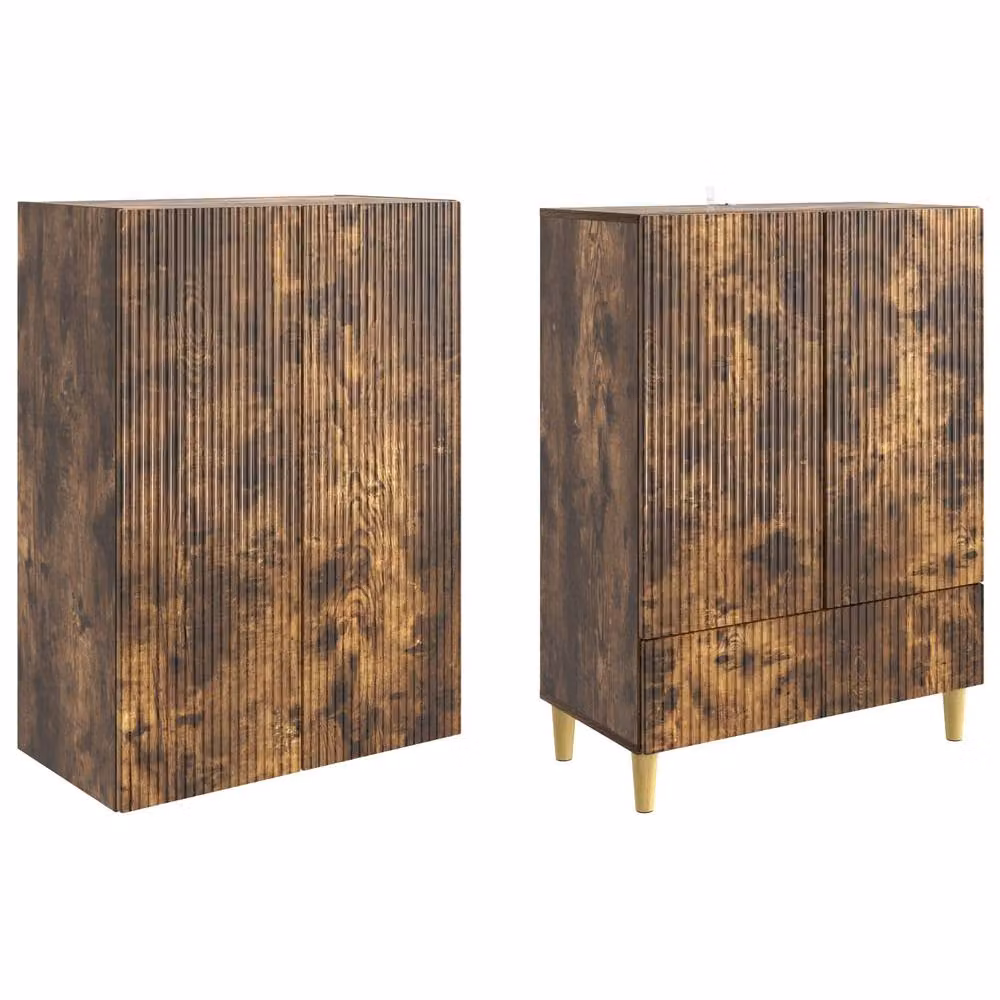 Berkfield Home 2-Piece Modern Smoked Oak Cabinet Set in Brown, W/D/H: 66 x 34.5 x 95 cm – 3