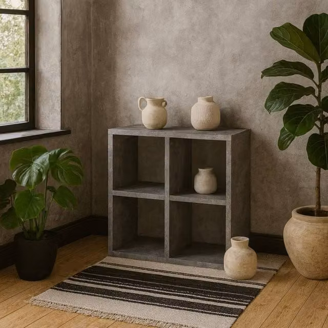 Wyld Haus Driftstone 4 Cube Grey Wood Storage Unit W/D/H: 72.8 x 32.9 x 32.9 cm