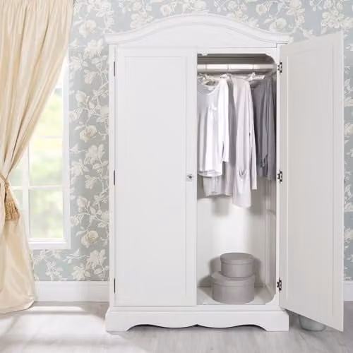 Statement Furniture Romance Double Wardrobe in White or Grey with Full Hanging Space, H 193 x W 115 x D 59 cm