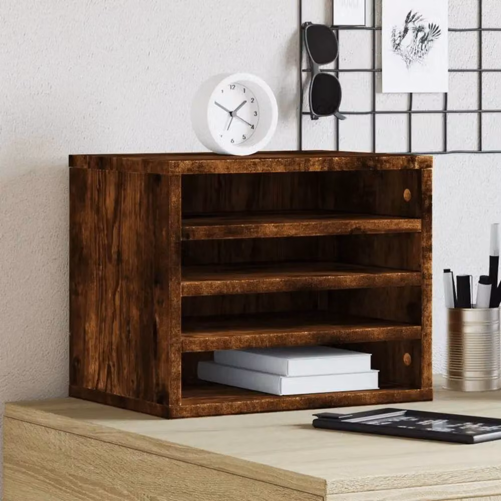 Kelvenix Multi-Compartment Wood Desk Organiser in Brown, W/D/H: 36 x 26 x 29.5 cm – 3