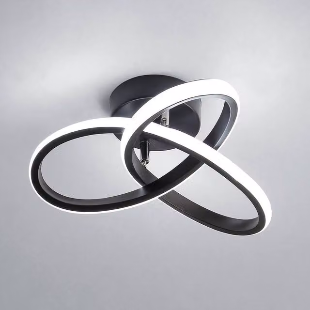 Pheashine Black Overlapping Ring LED Ceiling Light, 12W, 6000K Cool White, Diameter: 25 cm – 1