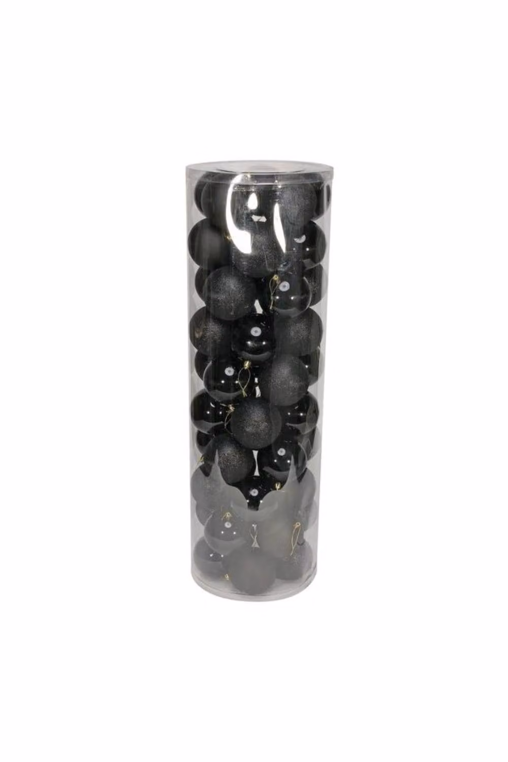 KDMD 48 Black Christmas Baubles in Matt, Shiny and Glitter Finish, Diameter: 10 cm – 2