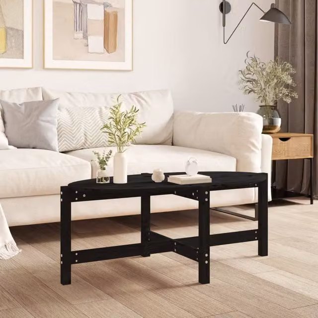Berkfield Home Black Rustic Solid Wood Pine Coffee Table W/D/H: 118 x 63 x 45 cm – 1