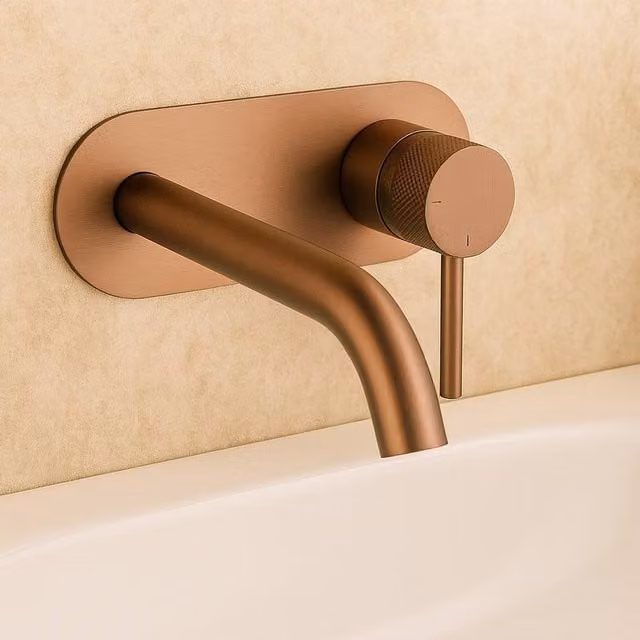 Bathroom Kingdom Redondo Single Lever Wall Mounted Basin Mixer Tap in Brushed Bronze
