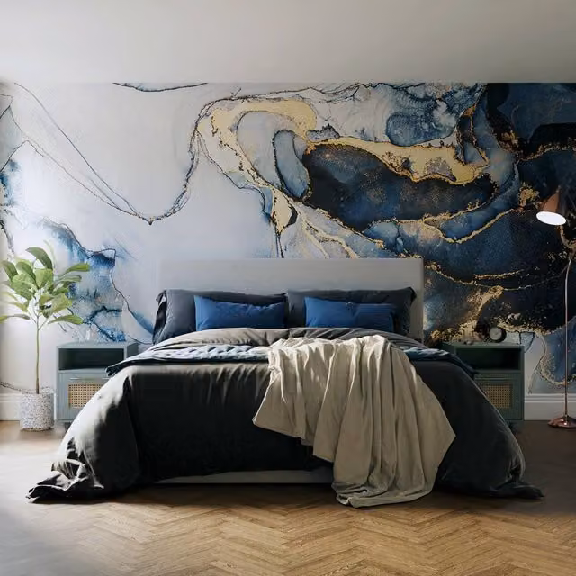 Superfresco Easy Agate Marble Navy Blue Abstract Mural Wallpaper, W: 300 cm, H: 280 cm – 1