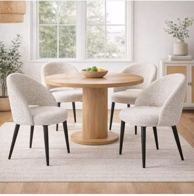 KDMD Sorelle Curved Dining Chair in White Fabric