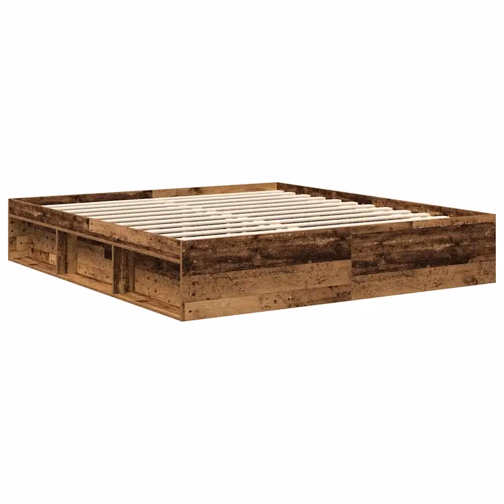 Berkfield Home Bed Frame in Brown Old Wood, W/D/H: 200 x 200 x 35 cm – 2