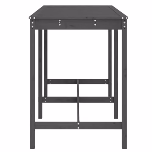 vidaXL Grey Rectangular Garden Table in Solid Pine Wood W/D/H: 159.5 x 82.5 x 110 cm – 2