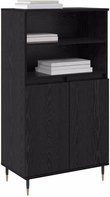 Berkfield Home Black Matt Highboard with Internal Shelves and Hinged Doors, W/D/H: 110 x 36 x 60 cm – 1