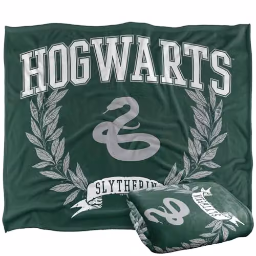 LOGOVISION Harry Potter Slytherin Hogwarts Leaves Super Soft Fleece Throw Blanket, Multicolour, W: 152.4 cm x D: 127 cm – 1