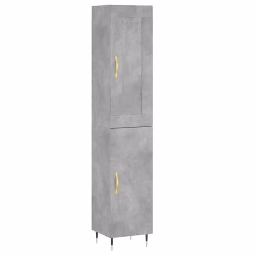 vidaXL Modern Highboard in Grey with Hinged Doors and Internal Shelves, W/D/H: 34.5 x 34.5 x 180 cm
