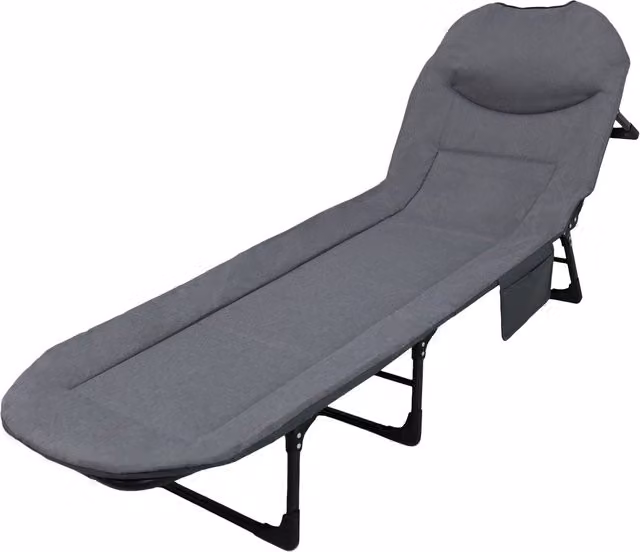 Alivio Adjustable Folding Lounge Recliner Chair in Grey Fabric