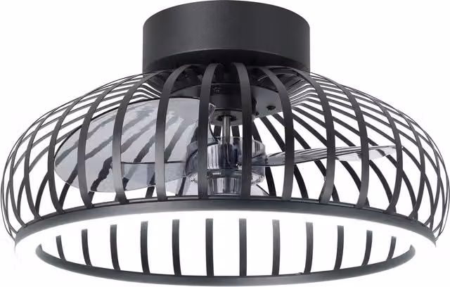Eglo Mogano Modern LED Ceiling Light with Fan in Black Metal