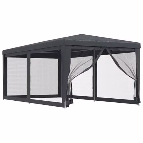 vidaXL Party Tent with 6 Mesh Sidewalls in Anthracite, W: 6 m, D: 3 m, H: 2.58 m – 1