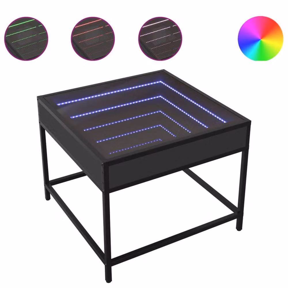 Berkfield Home Infinity LED Decorative Coffee Table, Black, W/D/H: 50 x 50 x 41 cm – 3