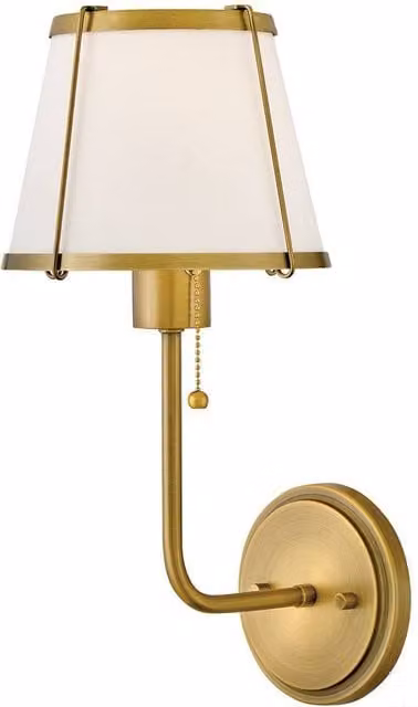 Netlighting Hinkley Clarke Wall Lamp Shade in Darkened Brass and Ivory Linen with E27 Socket – 1