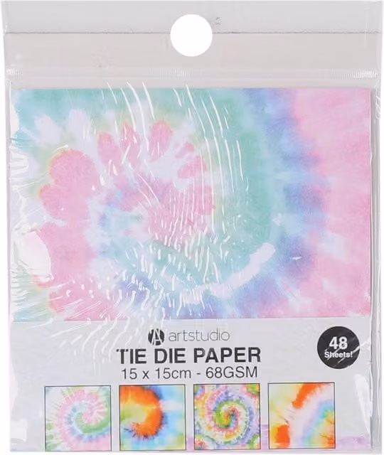 Art Studio Pack of 48 Multicolour Tie Dye Paper Sheets