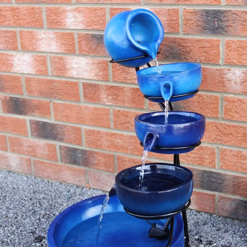 Monstershop Blue 4 Tier Spilling Bowls Solar Water Feature Cascade – 2