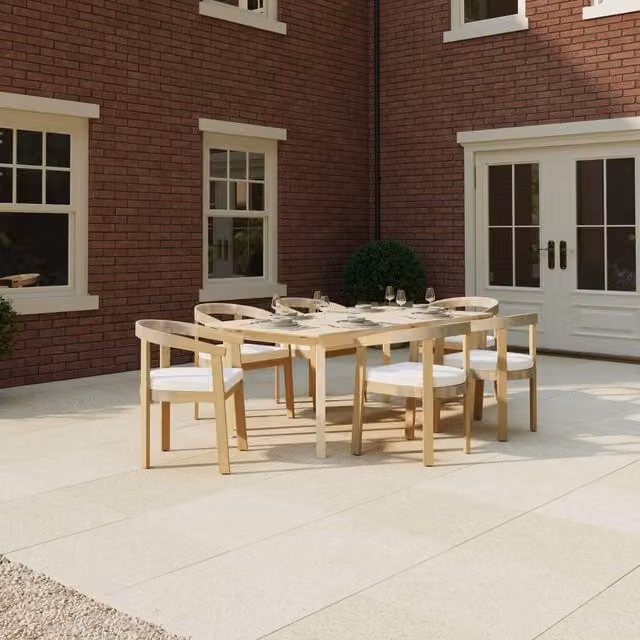 Charles Bentley Extending Acacia Wood Garden Dining Table in Natural Brown
