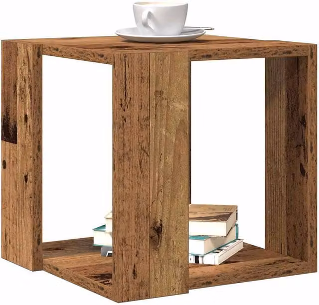 Berkfield Home Decorative Square Coffee Table in Brown Reclaimed Solid Wood W/D/H: 32 x 32 x 30 cm