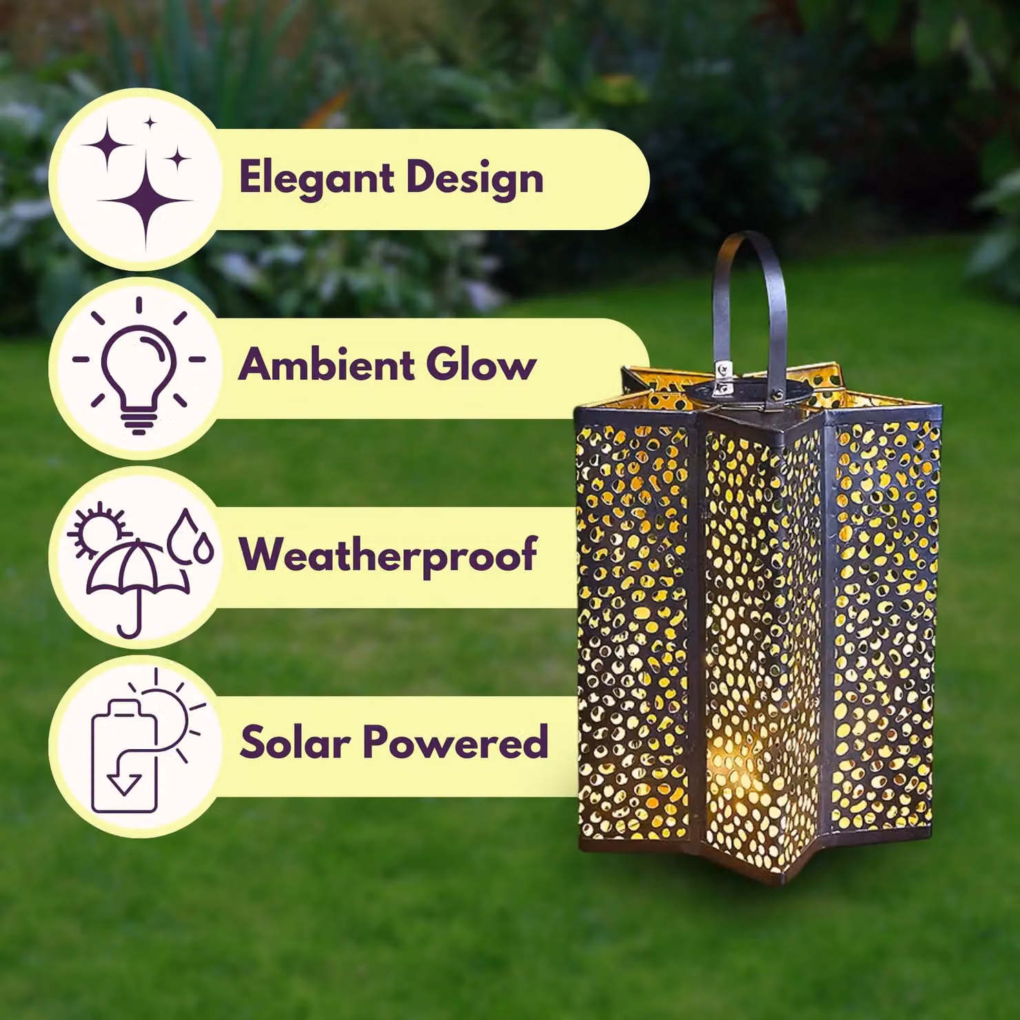 Marco Paul Silver Metal Star Shaped Solar Garden Lantern, Height: 30 cm – 4