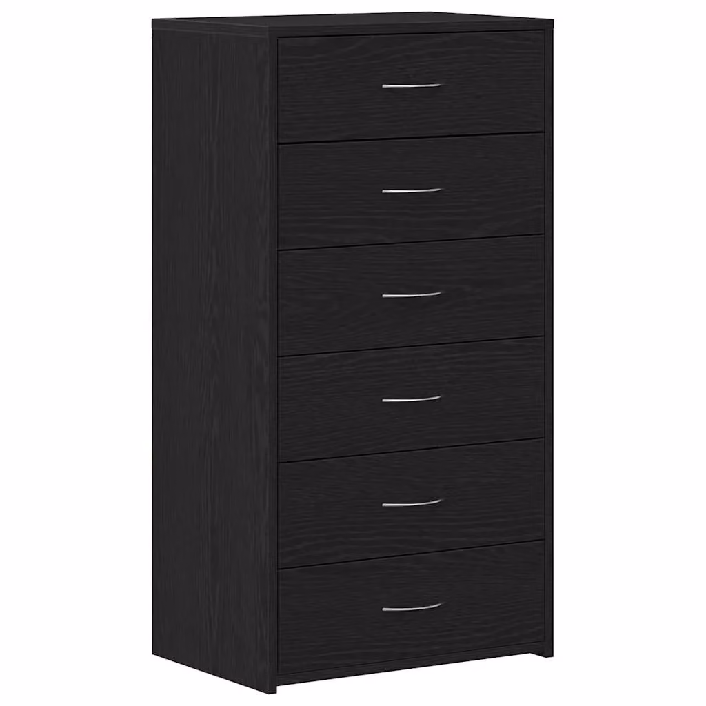 Berkfield Home Black Oak Sideboard with 6 Drawers, W: 50 cm, D: 34 cm, H: 96 cm – 2