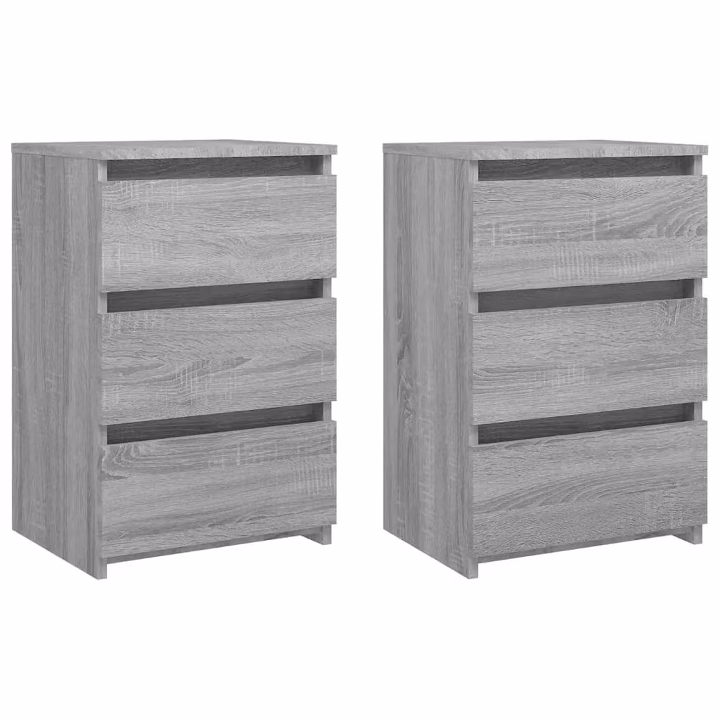 Berkfield Home Set of 2 Modern Grey Bedside Cabinets in MDF, W/D/H: 40 x 35 x 62.5 cm – 2