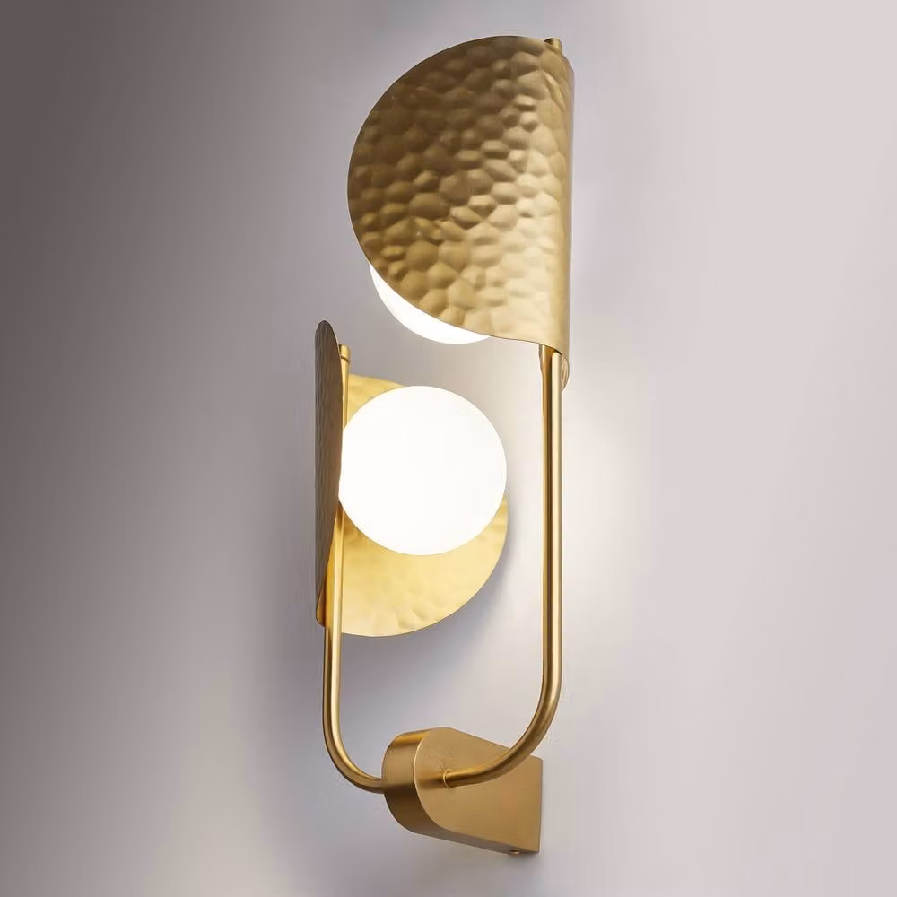 Netlighting Tropic II Modern Wall Lamp in Gold and White with 2xG9 Brass and Glass Shades – 2
