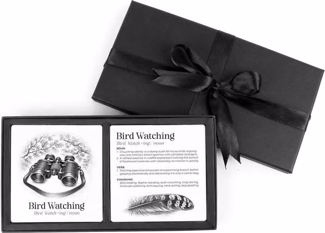 Purely Home Bird Watching Definitions Ceramic Coaster Gift Set in White and Black – 3