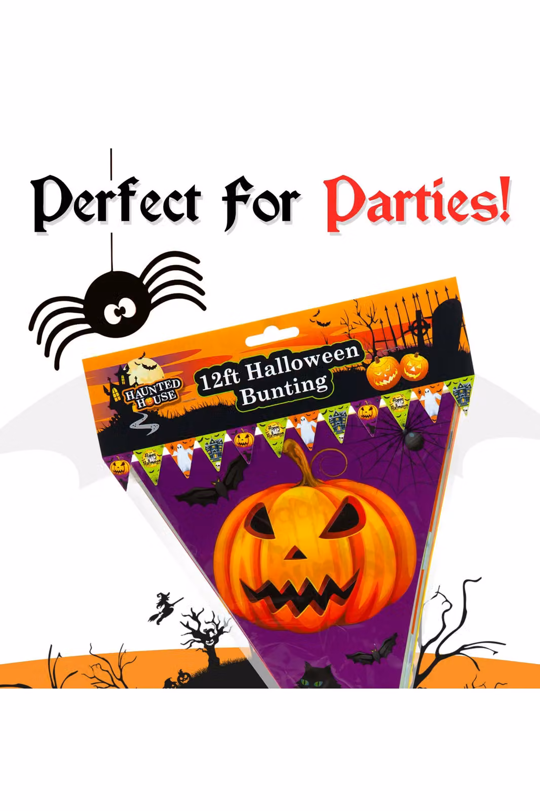 VFM e-Store Halloween Paper Pennant Bunting in Orange and Black – 3