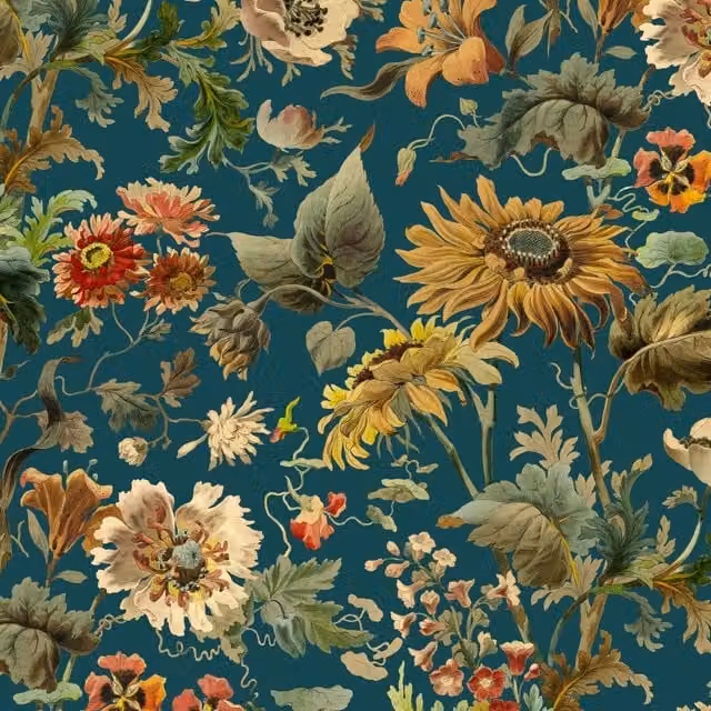 House of Hackney Avalon Botanical Floral Wallpaper in Petrol