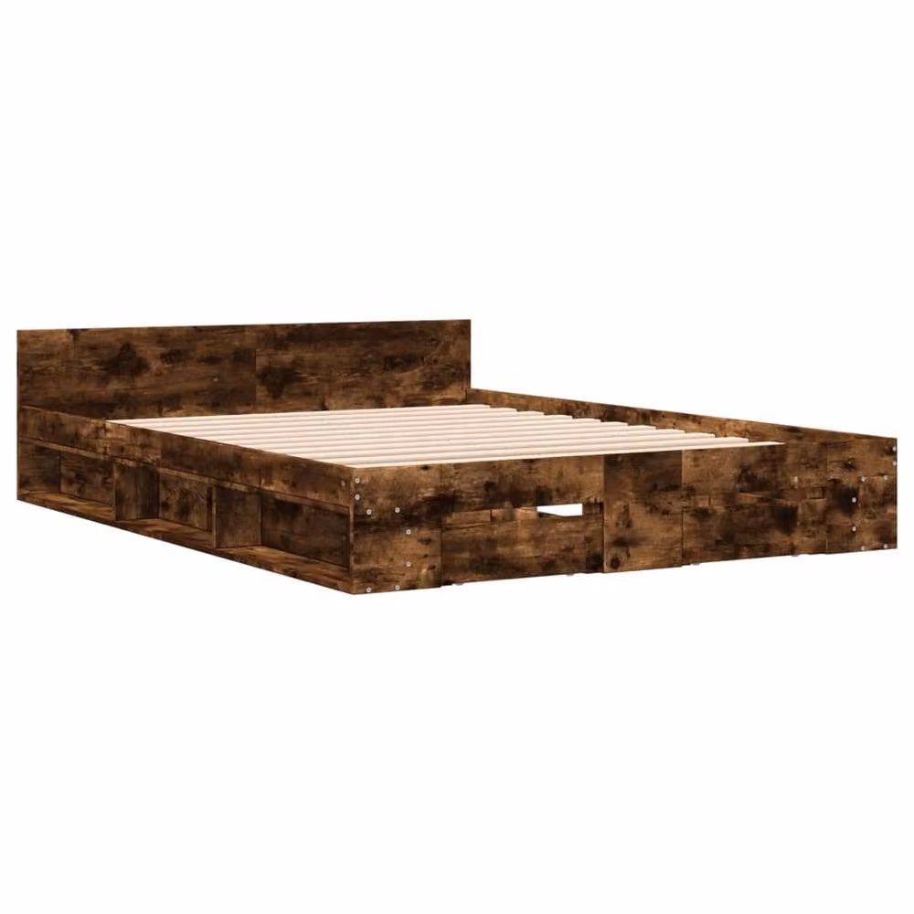 Berkfield Home Modern Bed Frame with Drawers in Smoked Oak Brown, W: 140 cm, D: 200 cm – 3