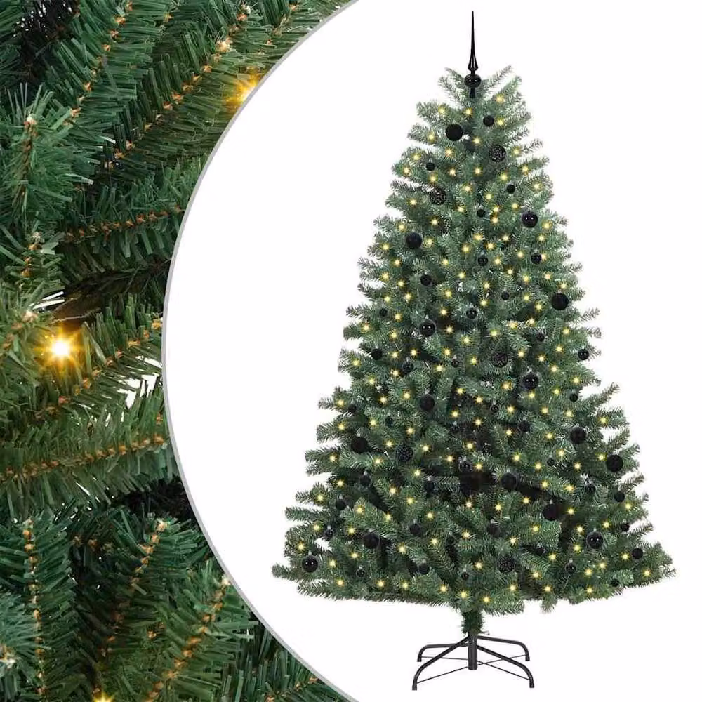 Berkfield Home Artificial Hinged Christmas Tree in Green, Height: 240 cm – 2