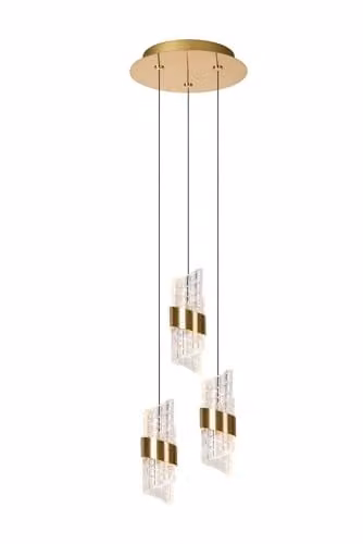 Lucide Kligande Dimmable Height Adjustable LED Pendant Light, Gold/Brass, Diameter: 25 cm