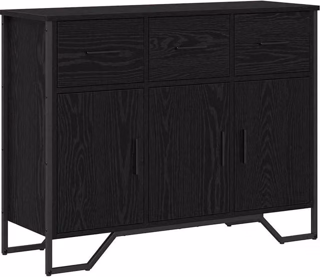 Berkfield Home Black Oak Sideboard, W/D/H: 97 x 32.5 x 74.5 cm – 1
