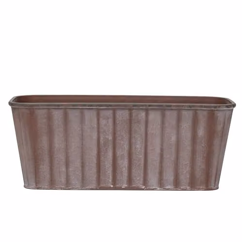 Garden Gear Rust Effect Metal Trough Brown Planter W: 38 cm, D: 17 cm, H: 15 cm (Pack of 2) – 2