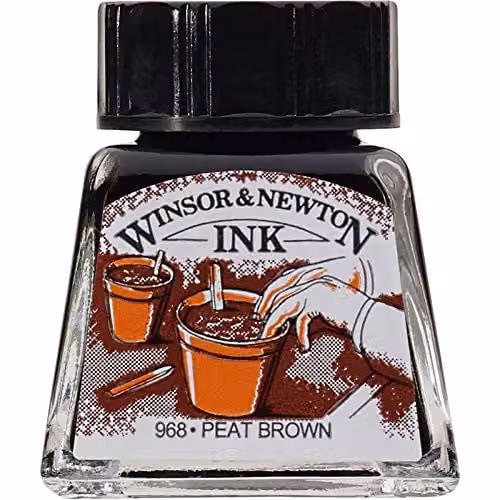 Winsor & Newton Drawing Ink Bottle, Peat Brown, 14 ml
