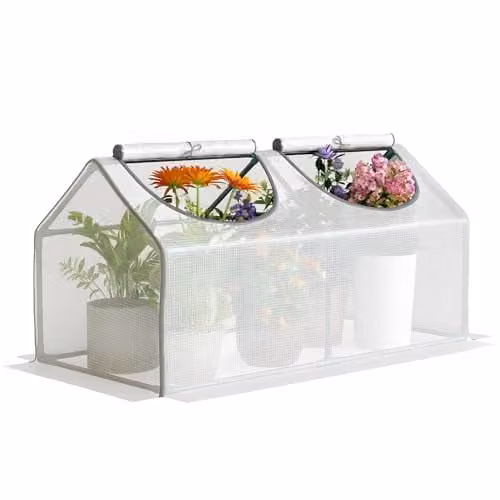 Outsunny Mini Greenhouse Small Plant Grow House with Windows, White, W/D/H: 120 x 60 x 60 cm
