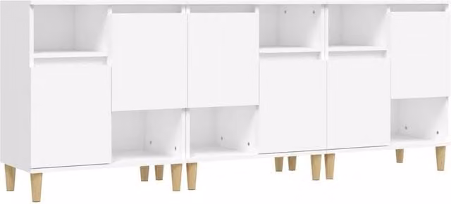 Berkfield Home Set of 3 White Matt Engineered Wood Sideboards, W/D/H: 60 x 35 x 70 cm