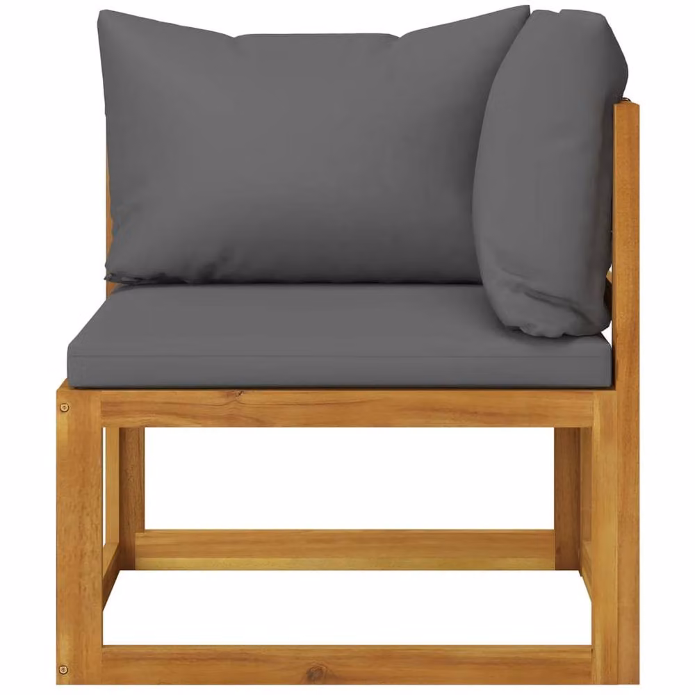 Berkfield Home 2-Seater Acacia Wood Garden Bench in Brown with Dark Grey Cushions – 2