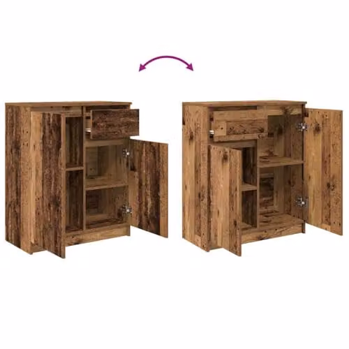vidaXL Sideboard with Drawer in Old Wood Brown, Engineered Wood, W/D/H: 71 x 35 x 84 cm – 4