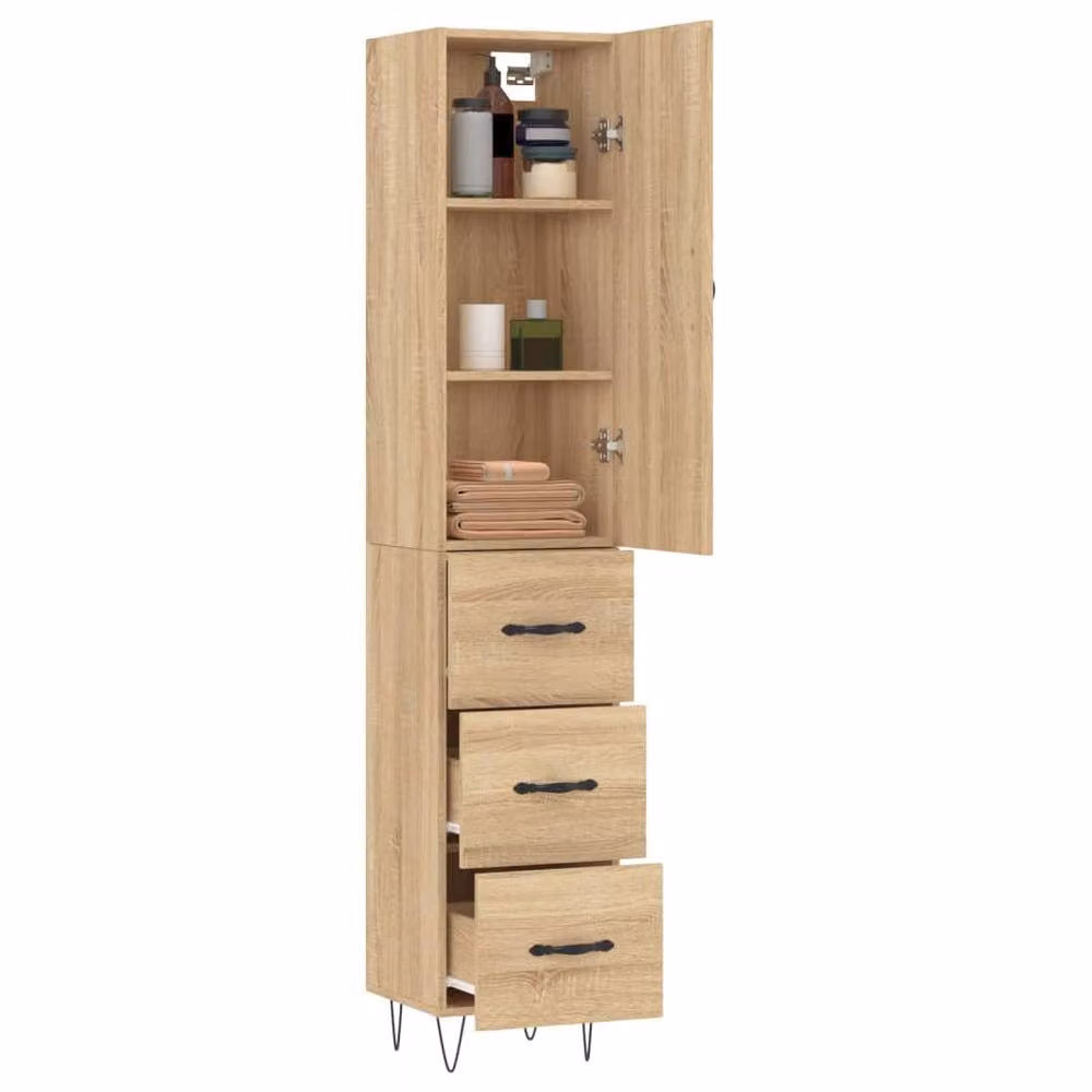 Berkfield Home Sonoma Oak Highboard in Light Tan, W/D/H: 34.5 x 34 x 180 cm – 2