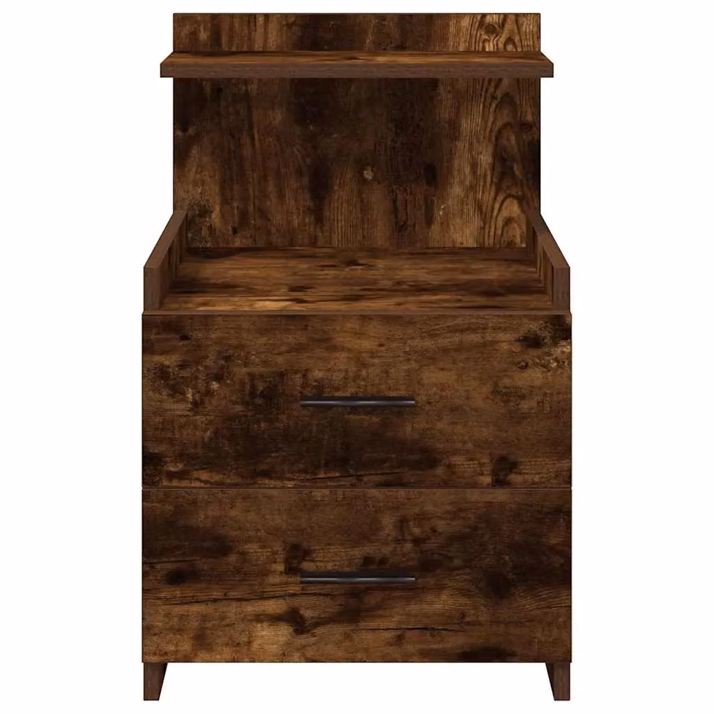 Berkfield Home Set of 2 Bedside Cabinets with 2 Drawers in Smoked Oak Brown, W: 40 cm, D: 36.5 cm, H: 62 cm – 3