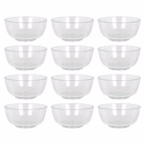 Argon Tableware Glass Snack Bowls Set of 12, Transparent, Diameter: 11 cm