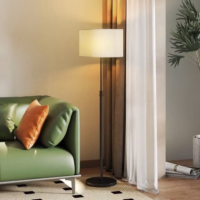 HOMCOM Dimmable Height Adjustable Floor Lamp with Remote Control, Black