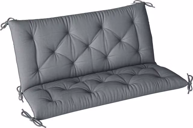 Outsunny 2-Seater Garden Bench Cushion with Back and Ties, Water Repellent, Dark Grey, W: 98 cm x H: 100 cm – 1