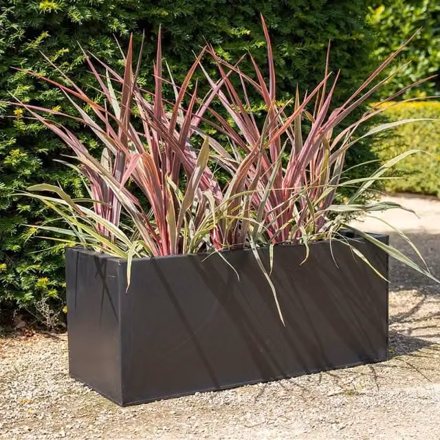 Primrose Black Galvanised Steel Rectangular Planter Tub