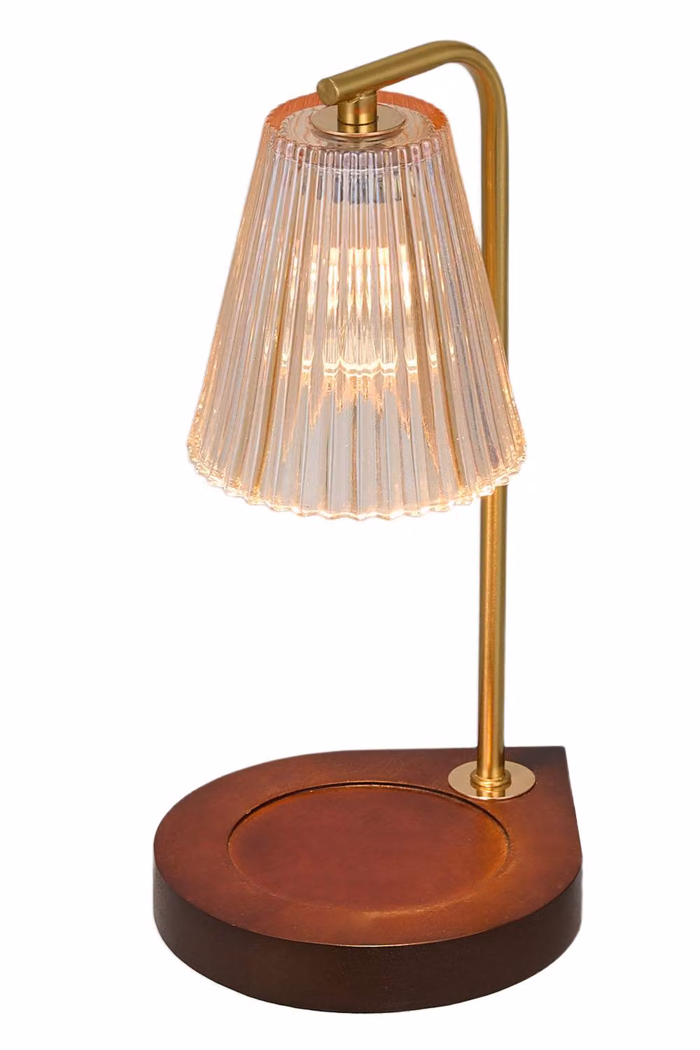 Living and Home Dimmable Tabletop Candle Warmer Lamp in Gold and Transparent Glass – 2